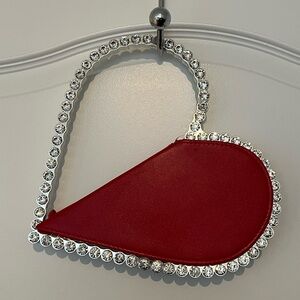 Red Heart-Shaped Evening Bag